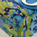 Christian Dior Lady Dior Hand Bag Beads 2way Blue Gold Tone Auth 199182SM-17
