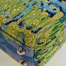 Christian Dior Lady Dior Hand Bag Beads 2way Blue Gold Tone Auth 199182SM-19