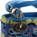 Christian Dior Lady Dior Hand Bag Beads 2way Blue Gold Tone Auth 199182SM-20