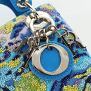 Christian Dior Lady Dior Hand Bag Beads 2way Blue Gold Tone Auth 199182SM-21
