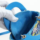 Christian Dior Lady Dior Hand Bag Beads 2way Blue Gold Tone Auth 199182SM-22