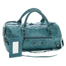 BALENCIAGA The Twiggy Hand Bag Leather 2way Green 128523 Auth 199185V-1