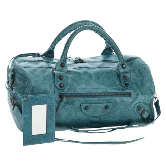BALENCIAGA The Twiggy Hand Bag Leather 2way Green 128523 Auth 199185V