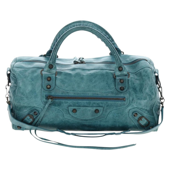 BALENCIAGA The Twiggy Hand Bag Leather 2way Green 128523 Auth 199185V