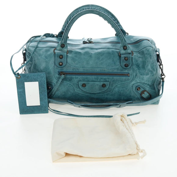 BALENCIAGA The Twiggy Hand Bag Leather 2way Green 128523 Auth 199185V
