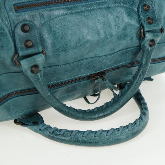 BALENCIAGA The Twiggy Hand Bag Leather 2way Green 128523 Auth 199185V