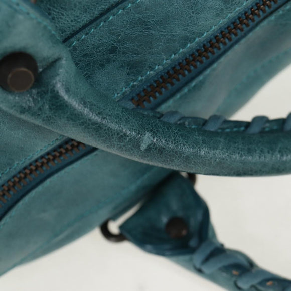 BALENCIAGA The Twiggy Hand Bag Leather 2way Green 128523 Auth 199185V