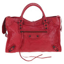 BALENCIAGA The City Hand Bag Leather Red 115748 Auth 199189V-2