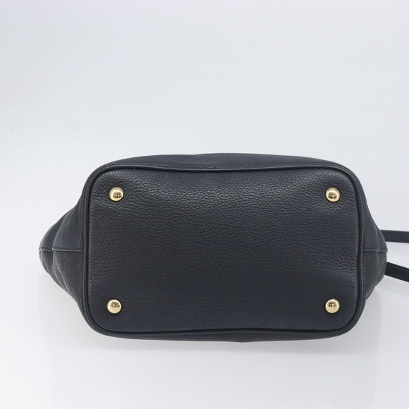 Miu Miu Hand Bag Leather 2way Black Gold Auth 199190A