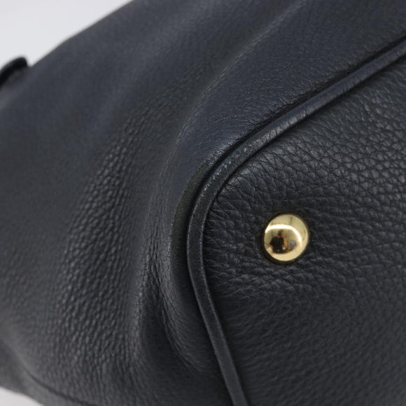 Miu Miu Hand Bag Leather 2way Black Gold Auth 199190A