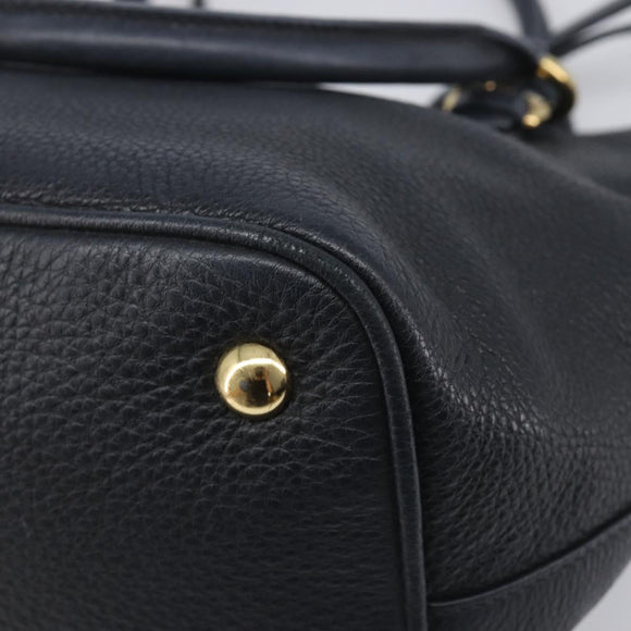 Miu Miu Hand Bag Leather 2way Black Gold Auth 199190A