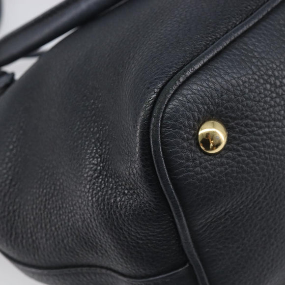 Miu Miu Hand Bag Leather 2way Black Gold Auth 199190A