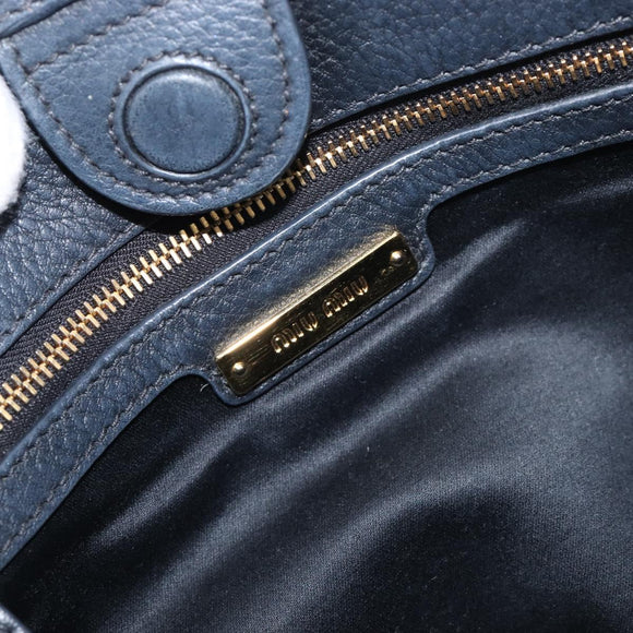 Miu Miu Hand Bag Leather 2way Black Gold Auth 199190A