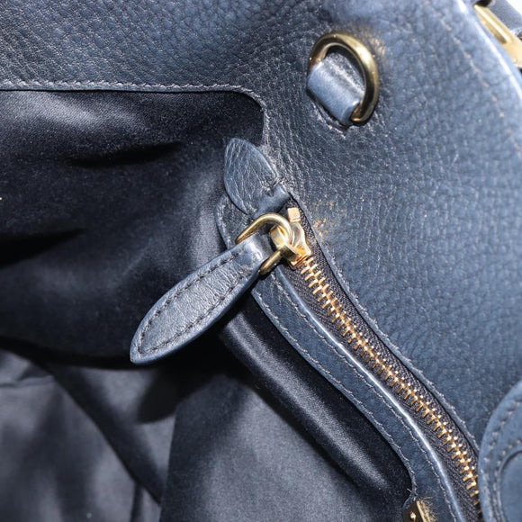 Miu Miu Hand Bag Leather 2way Black Gold Auth 199190A