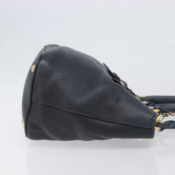 Miu Miu Hand Bag Leather 2way Black Gold Auth 199190A