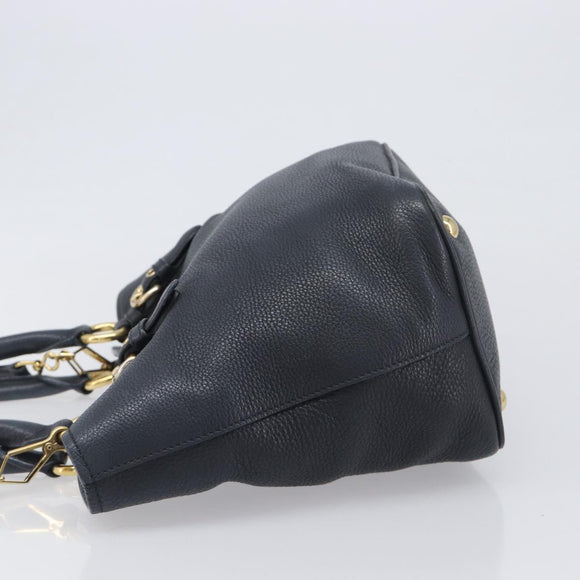 Miu Miu Hand Bag Leather 2way Black Gold Auth 199190A