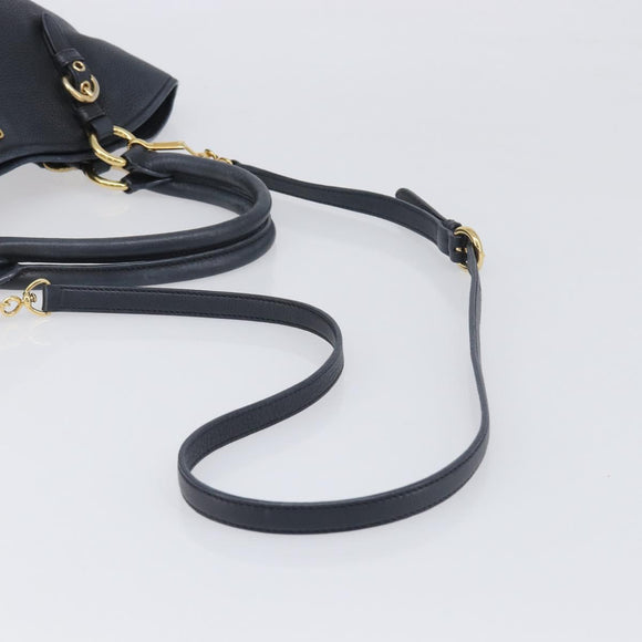 Miu Miu Hand Bag Leather 2way Black Gold Auth 199190A