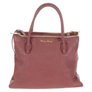 Miu Miu Hand Bag Leather 2way Pink Gold Auth 199193V-13