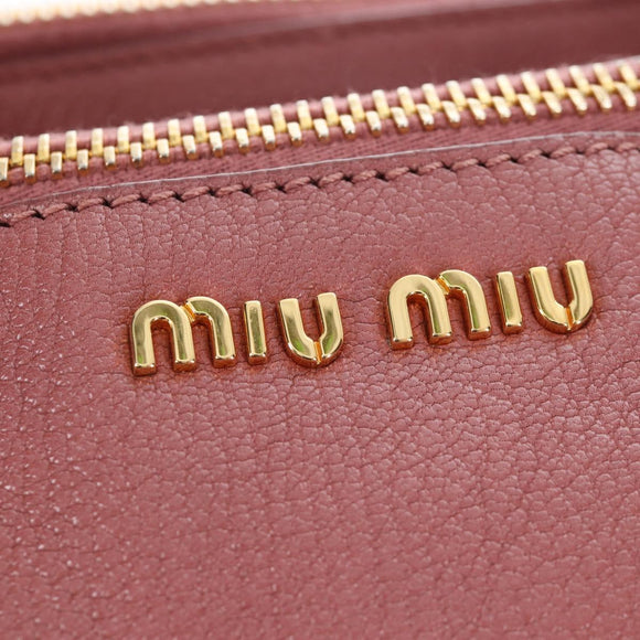 Miu Miu Hand Bag Leather 2way Pink Gold Auth 199193V