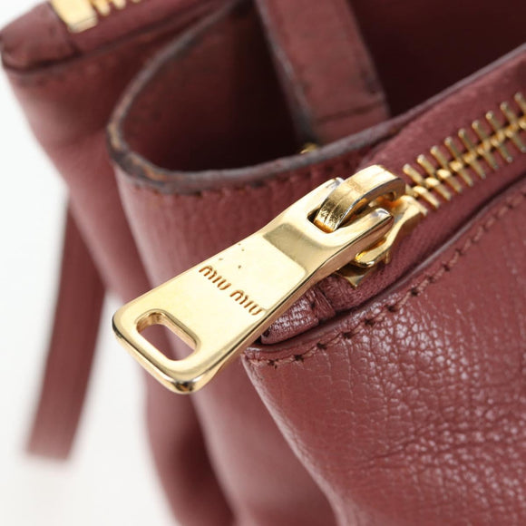 Miu Miu Hand Bag Leather 2way Pink Gold Auth 199193V