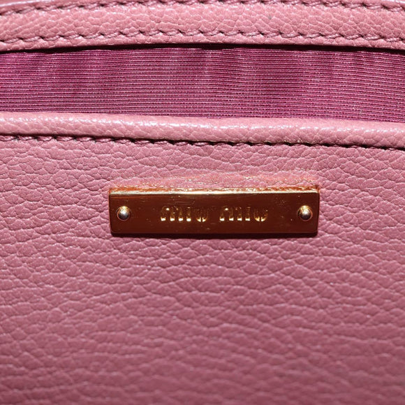 Miu Miu Hand Bag Leather 2way Pink Gold Auth 199193V