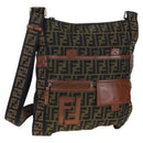 FENDI Zucca Canvas Shoulder Bag Brown Black Auth 199194V-1