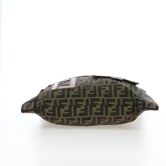FENDI Zucca Canvas Shoulder Bag Brown Black Auth 199194V
