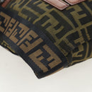 FENDI Zucca Canvas Shoulder Bag Brown Black Auth 199194V-16