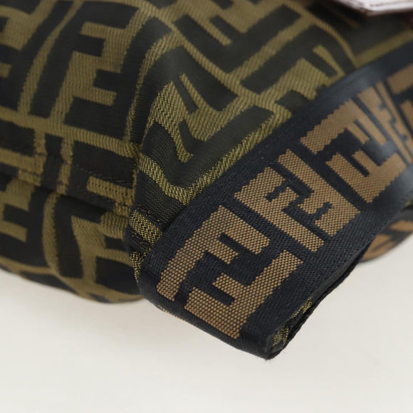 FENDI Zucca Canvas Shoulder Bag Brown Black Auth 199194V