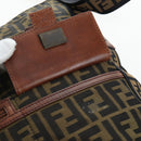 FENDI Zucca Canvas Shoulder Bag Brown Black Auth 199194V-21