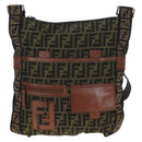 FENDI Zucca Canvas Shoulder Bag Brown Black Auth 199194V-13