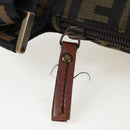FENDI Zucca Canvas Shoulder Bag Brown Black Auth 199194V-10