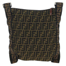 FENDI Zucca Canvas Shoulder Bag Brown Black Auth 199194V-2