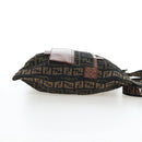 FENDI Zucca Canvas Shoulder Bag Brown Black Auth 199194V-4