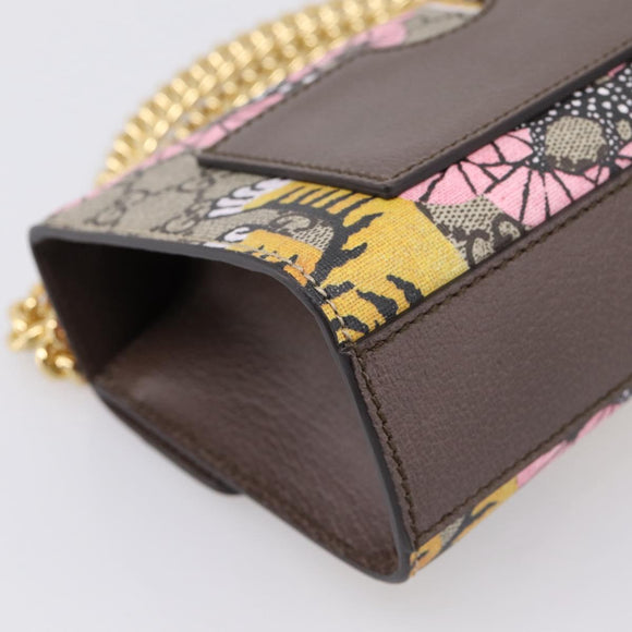 GUCCI GG Supreme Chain Shoulder Bag PVC Beige Gold 409487 Auth 199195SAM