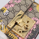 GUCCI GG Supreme Chain Shoulder Bag PVC Beige Gold 409487 Auth 199195SAM-19