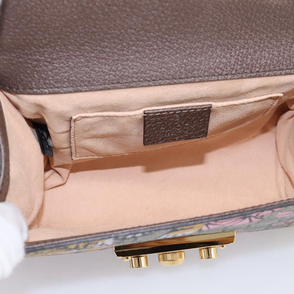GUCCI GG Supreme Chain Shoulder Bag PVC Beige Gold 409487 Auth 199195SAM