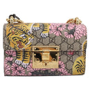 GUCCI GG Supreme Chain Shoulder Bag PVC Beige Gold 409487 Auth 199195SAM-13