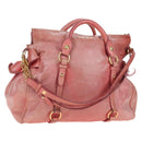 Miu Miu Hand Bag Vitello Lux Leather 2way Pink Gold Auth 199199V-1