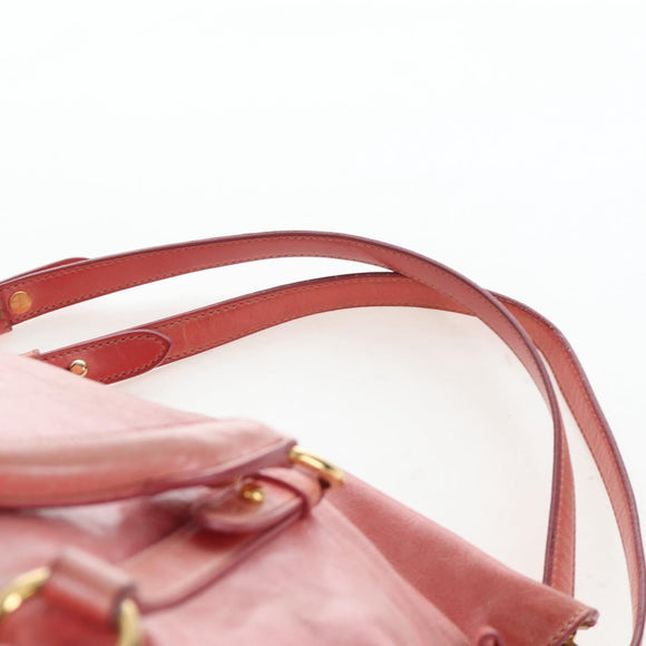 Miu Miu Hand Bag Vitello Lux Leather 2way Pink Gold Auth 199199V