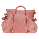 Miu Miu Hand Bag Vitello Lux Leather 2way Pink Gold Auth 199199V-13