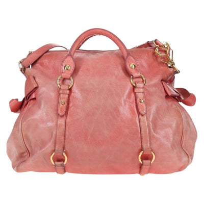 Miu Miu Hand Bag Vitello Lux Leather 2way Pink Gold Auth 199199V - 0