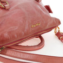 Miu Miu Hand Bag Vitello Lux Leather 2way Pink Gold Auth 199199V-6