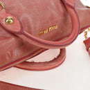 Miu Miu Hand Bag Vitello Lux Leather 2way Pink Gold Auth 199199V-7