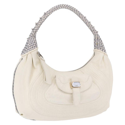 FENDI Spy Bag Shoulder Bag Leather White Auth 199204V