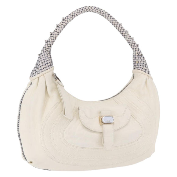 FENDI Spy Bag Shoulder Bag Leather White Auth 199204V