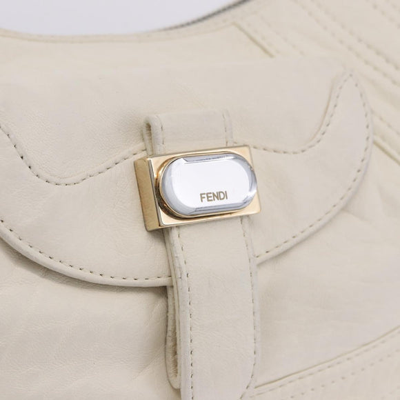 FENDI Spy Bag Shoulder Bag Leather White Auth 199204V