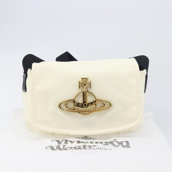 Vivienne Westwood Shoulder Bag Canvas Beige Gold Auth 199206V