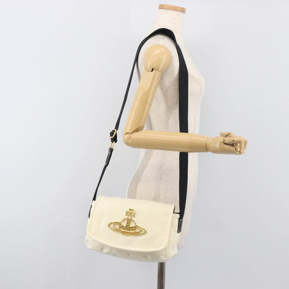 Vivienne Westwood Shoulder Bag Canvas Beige Gold Auth 199206V