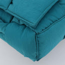 BOTTEGA VENETA MAXI INTRECCIATO Cassette Bag Nylon Turquoise Blue Auth 199207V-14